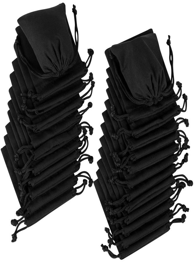 DR Black Cotton Drawstring Bags For Jewelry Gifts Accessories Reusable Quality (3 x 4 inch - 24 pack, Black) - Image 1